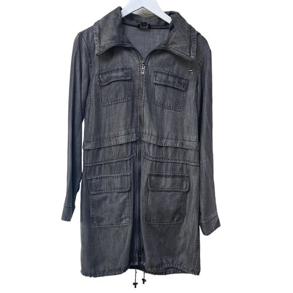 W by WORTH Jacket Size P (XS/S) Denim Gray Wash Tencel Casual Utility Coat - Picture 9 of 11